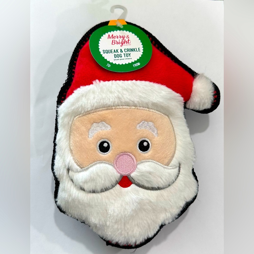 Merry & Bright Santa Dog Toy - Red and White